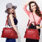 Soft Leather Geometric Handbag - Colourblock - Red Wine