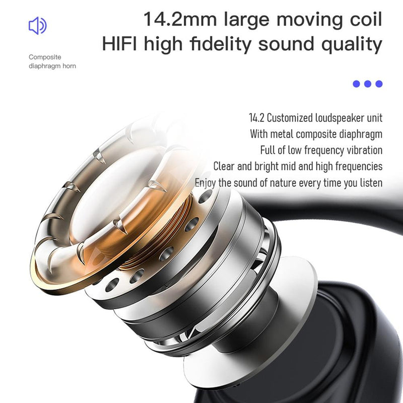 Digital Display Bluetooth Earphones - Bone Conduction Stereo - Black