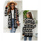 Autumn And Winter Female Diamond Loose Knitted Cardigan Jacquard Medium-Length Sweater Jacket - Black - S