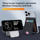 3 In 1 Magnetic Wireless Charger With Card Holder And Phone Bracket - Black