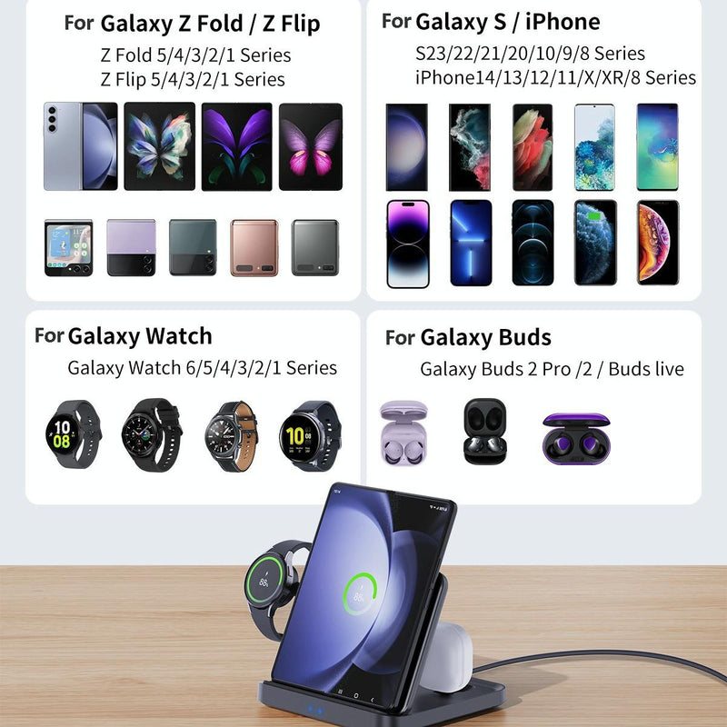 3 In 1 Wireless Charger For Samsung Galaxy Z Fold Black