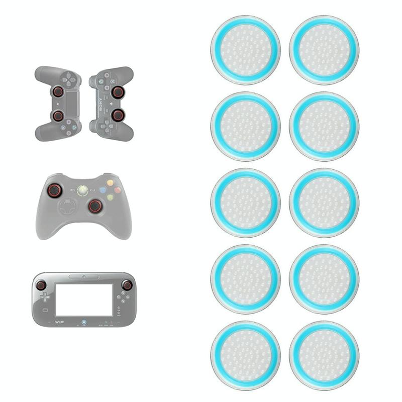 10-piece Luminous Gamepad Button Caps for Ps5 / Ps4 / Ps3 / Xbox one / 360 / Pro / Series x / s - Transparent Blue Circle