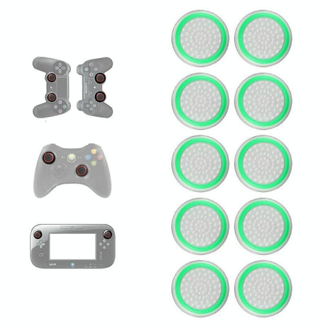 10-piece Luminous Gamepad Button Caps for Ps5 / Ps4 / Ps3 / Xbox one / 360 / Pro / Series x / s - Transparent Blue Circle