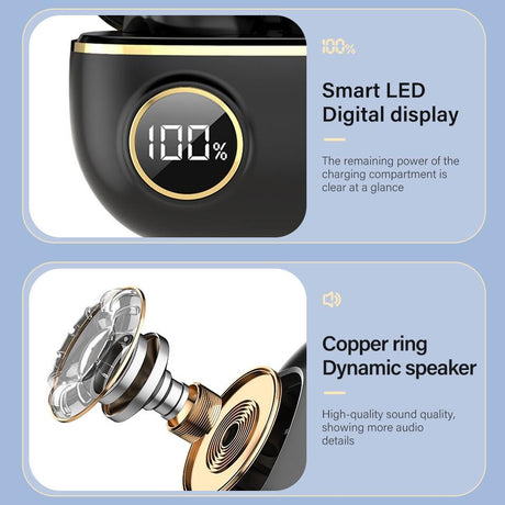 Waterproof 9d Stereo Bluetooth Earphones with Charging Case - Black