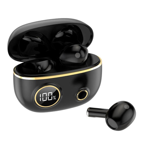Waterproof 9d Stereo Bluetooth Earphones with Charging Case - Black