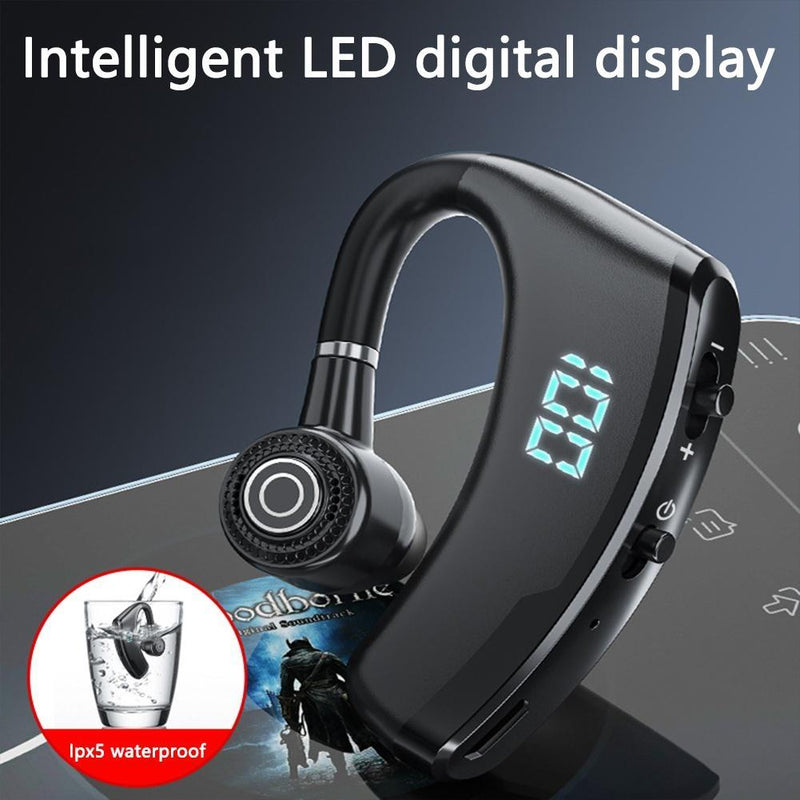 Wireless Bluetooth Headset with Digital Display and Charging Bin - Black