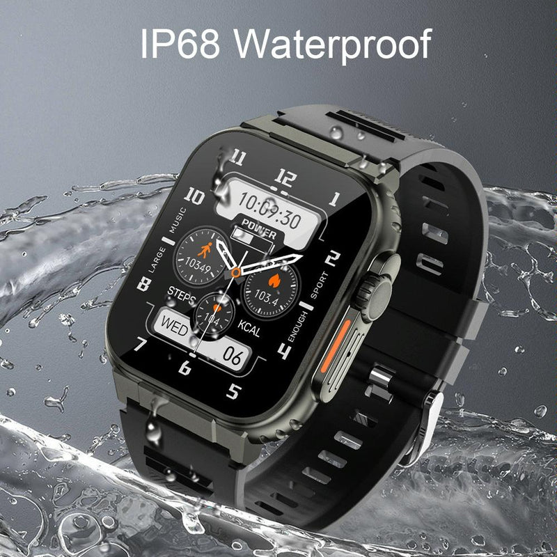 Ip68 Waterproof Bluetooth Smart Watch Health Monitor - Black