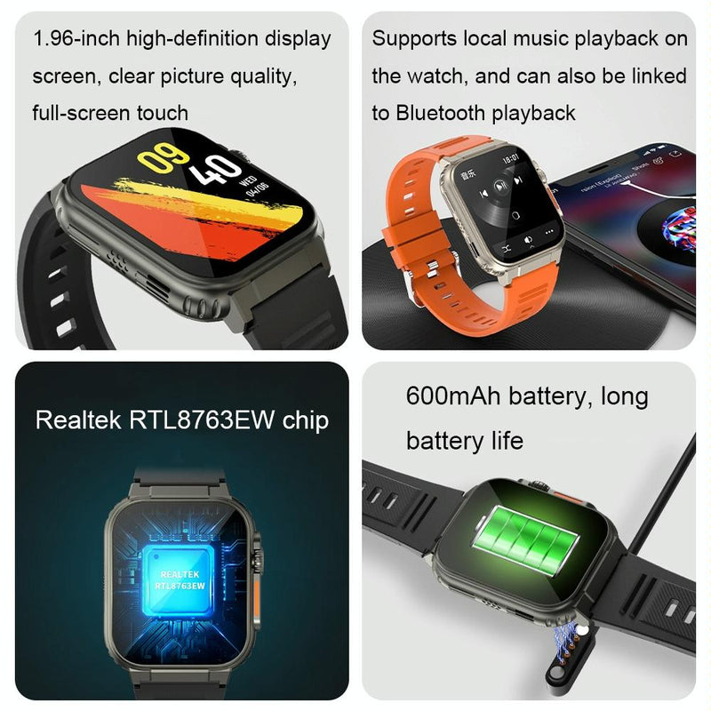 Ip68 Waterproof Bluetooth Smart Watch Health Monitor - Black