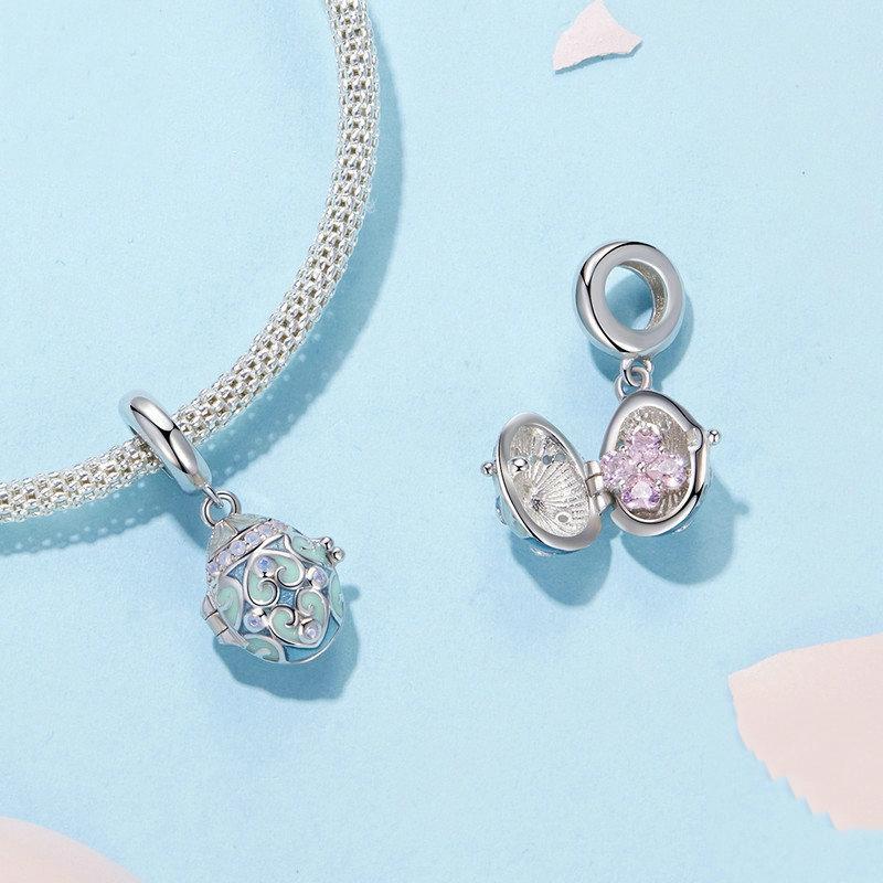 925 Sterling Silver Easter Egg Diy Pendant