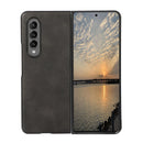 For Samsung Galaxy Z Fold4 5G Dual Tone Calf Texture Shockproof Case - Black