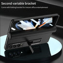 Leather Phone Case with Foldable Hinge and Holder - Black