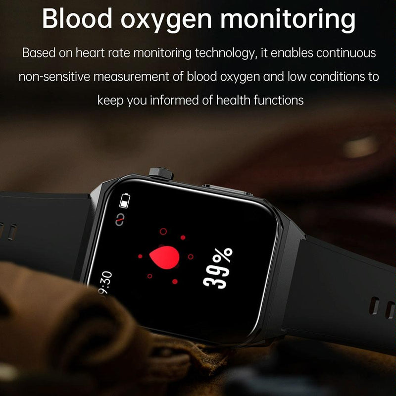 1.91 Inch Waterproof Ecg Smart Watch With Silicone Band Ip68 - Black