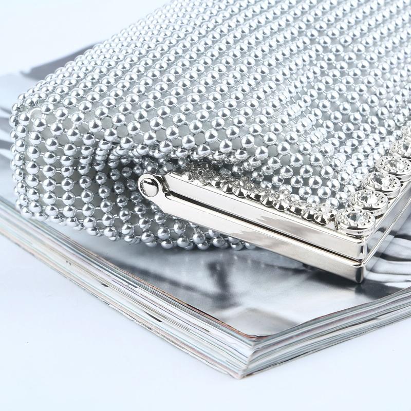 Rhinestone Evening Clutch For Ladies - Beaded Banquet Bag - Black