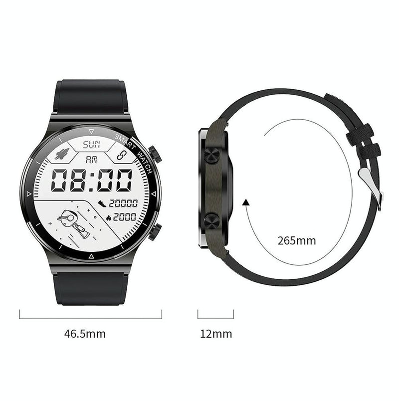 1.32 Inch Heart Rate Sleep Monitoring Smart Watch - Black Silicone