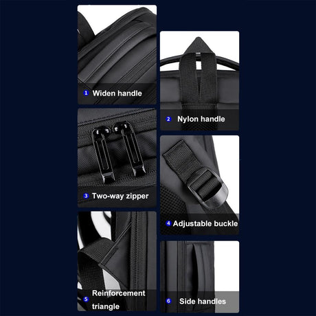 Waterproof Expandable Laptop Backpack With Usb Port - Black