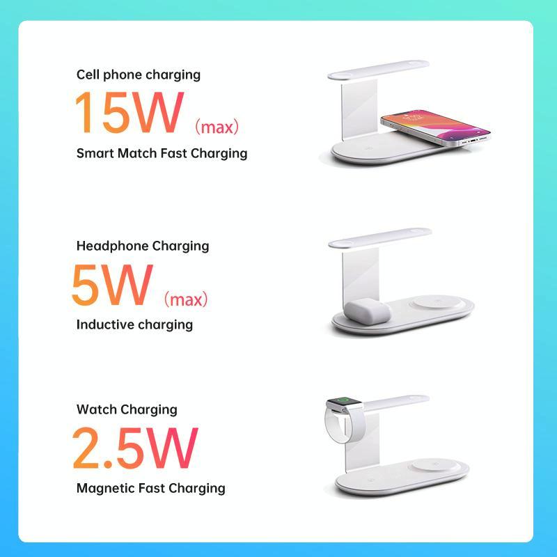 3 In 1 Wireless Charger With Night Light 15W - Black