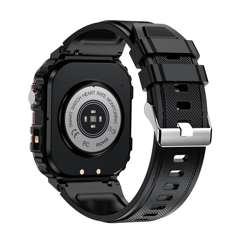 2.01 Inch Screen Silicone Strap 10M Waterproof Smart Watch Support Flashlight / Bluetooth Call / Hrv Black