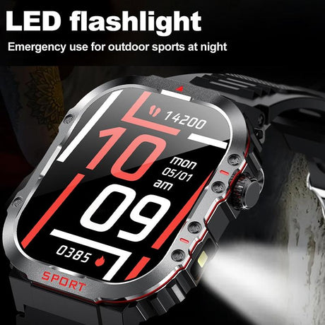 2.01 Inch Screen Silicone Strap 10M Waterproof Smart Watch Support Flashlight / Bluetooth Call / Hrv Black