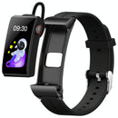 1.5 Inch Silicone Band Earphone Detachable Ip68 Waterproof Smart Watch Support Bluetooth Call - Black