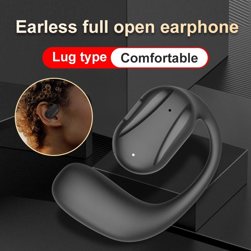 Black Yj77 Bluetooth 5.2 Ear-mounted Bone Conduction Headset for Left Ear - Left Ear Black
