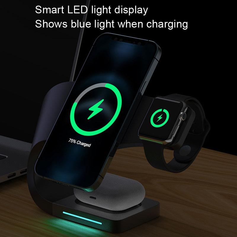 4 In 1 Wireless Charger For Phone Watch Airpods - Black