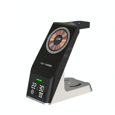15W 6 In 1 Magnetic Wireless Charger With Clock For Iwatch / Airpods