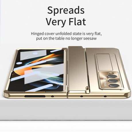 For Samsung Galaxy Z Fold4 5G Folding Case With Integrated Hinge - Rose Gold
