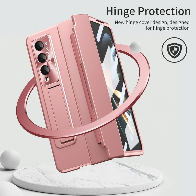 For Samsung Galaxy Z Fold4 5G Folding Case With Integrated Hinge - Rose Gold