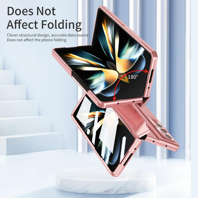 For Samsung Galaxy Z Fold4 5G Folding Case With Integrated Hinge - Rose Gold