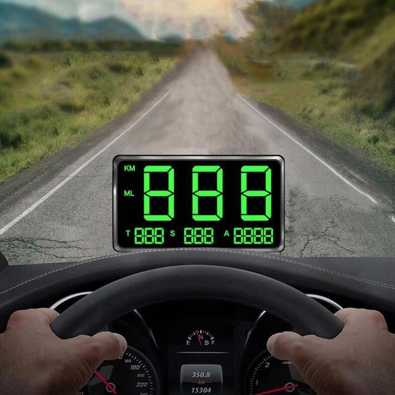 4.5 Inch Hud Car Gps Speed Meter With Overspeed Alarm Mileage Altitude Clock Black
