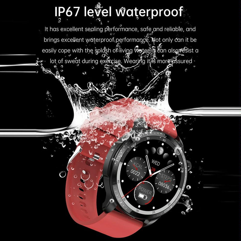 1.39 Inch Ip67 Waterproof Leather Band Smart Watch Supports Bluetooth Call / Blood Oxygen / Body Temperature Monitoring - Black