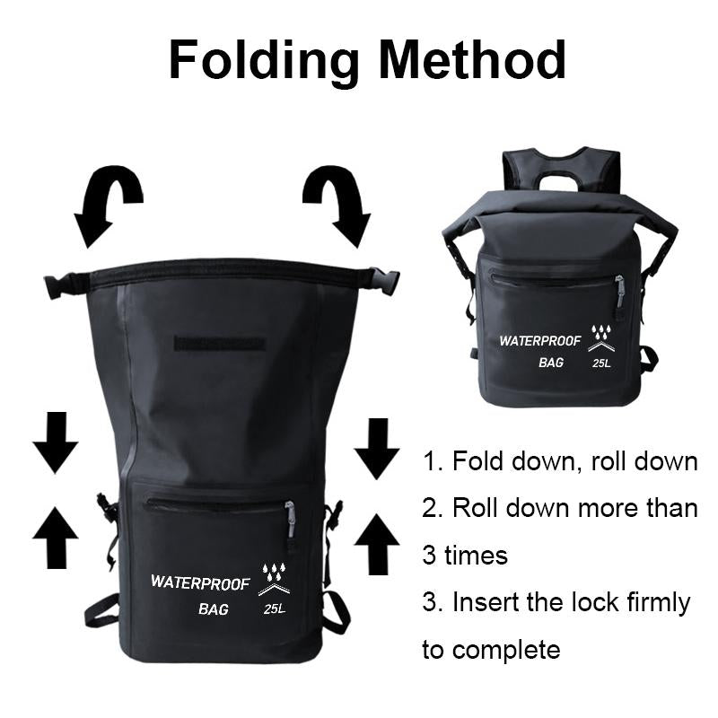 25L Waterproof Beach Bag For Swimming And Upstream Activities Black