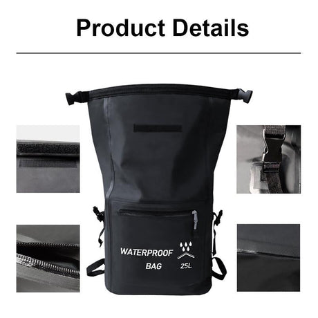 25L Waterproof Beach Bag For Swimming And Upstream Activities Black