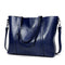 Stylish All-Match Leather Handbag - Wax Finish - Wine Red