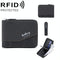 Retro Rfid Blocking Zip Wallet with Short Coin Pocket - Black