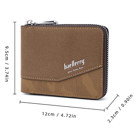 Retro Rfid Blocking Zip Wallet with Short Coin Pocket - Black