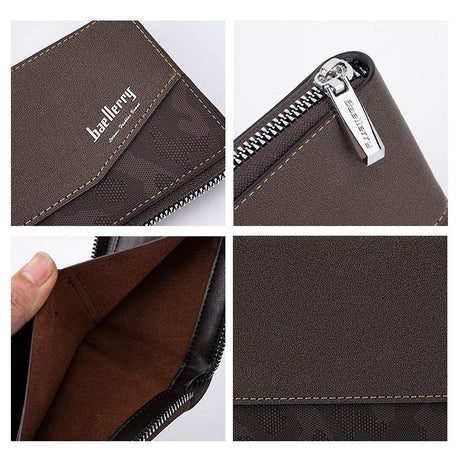 Retro Rfid Blocking Zip Wallet with Short Coin Pocket - Black