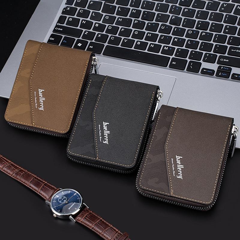 Retro Rfid Blocking Zip Wallet with Short Coin Pocket - Black