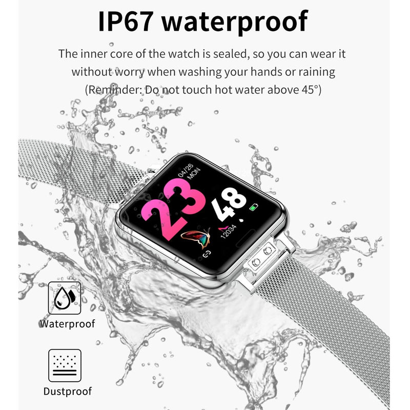 1.22 Inch Waterproof Smart Watch With Sleep & Heart Rate Monitor - Gold