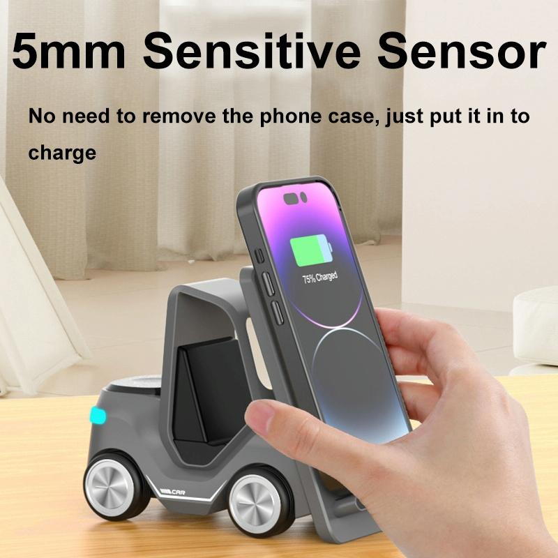 15W 3 In 1 Forklift Wireless Charger With Led Light - Gray