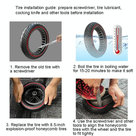 8.5 Inch Honeycomb Solid Tire for Xiaomi Electric Scooters - Red