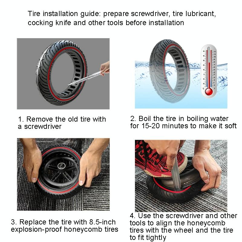 8.5 Inch Honeycomb Solid Tire for Xiaomi Electric Scooters - Red