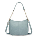 Adjustable Leather Crossbody Bag Large Capacity - Blue