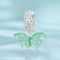 925 Sterling Silver Platinum Plated Zircon Butterfly Glass Pendant