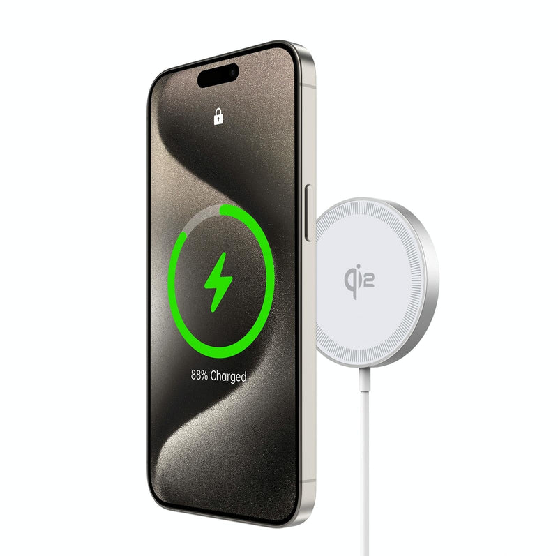 15W Magnetic Suction Wireless Charger White