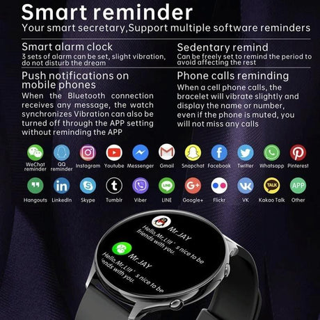 Smart Watch With Body Temp / Heart / Bp / Oxygen / Sleep Monitoring And Menstrual Cycle Prediction - Ip67 Waterproof - Black