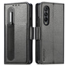 For Samsung Galaxy Z Fold4 5G Litchi Pattern Case With Pen And Card Slots - 4 - Black