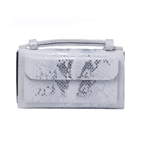Sequin Snake Print Wrist Bag - Multifunctional Chain Wallet - Silver