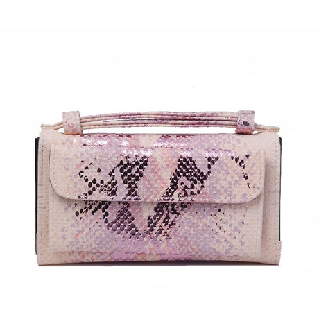 Sequin Snake Print Wrist Bag - Multifunctional Chain Wallet - Silver