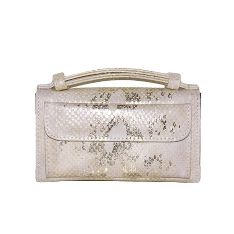 Sequin Snake Print Wrist Bag - Multifunctional Chain Wallet - Silver